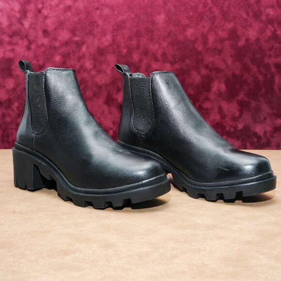 Steve Madden Women Hadlee Y2k Retro Chelsea Black Leather Boots Size 9.5 - Picture 1 of 8